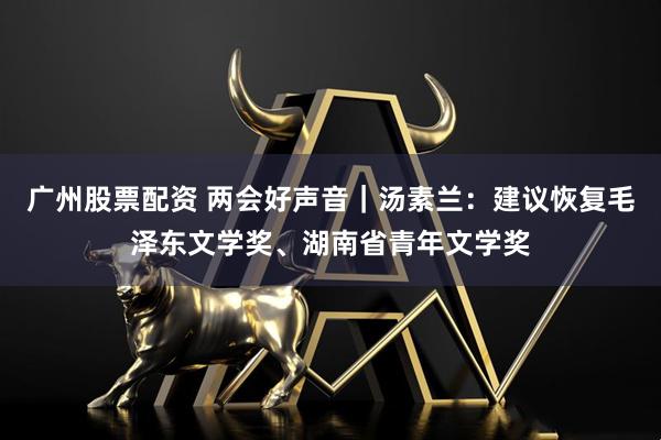 广州股票配资 两会好声音｜汤素兰：建议恢复毛泽东文学奖、湖南省青年文学奖